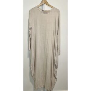 Linen Life Handmade Linen Dresses Beige Kaftan Dress with Pockets SZ L NWOT